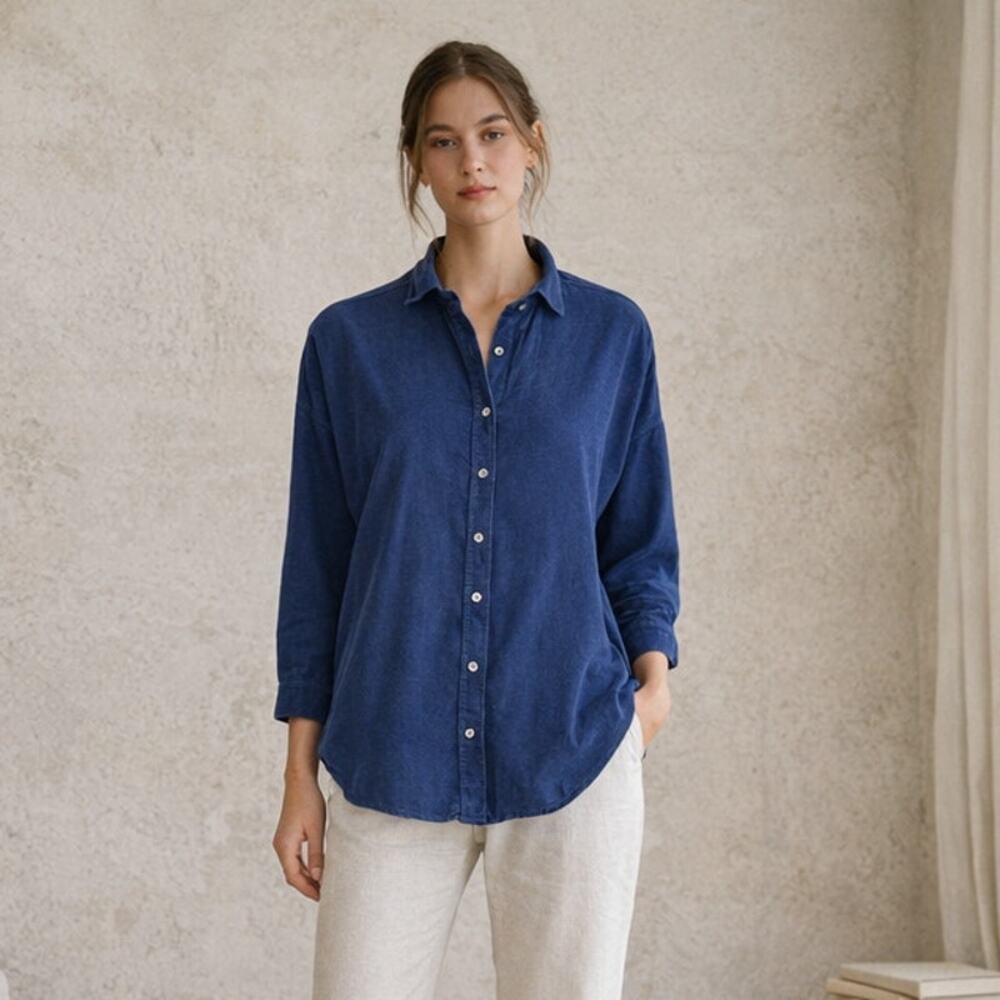 A Shirt Thing Davis Cortina Shirt corduroy cotton blue long sleeve